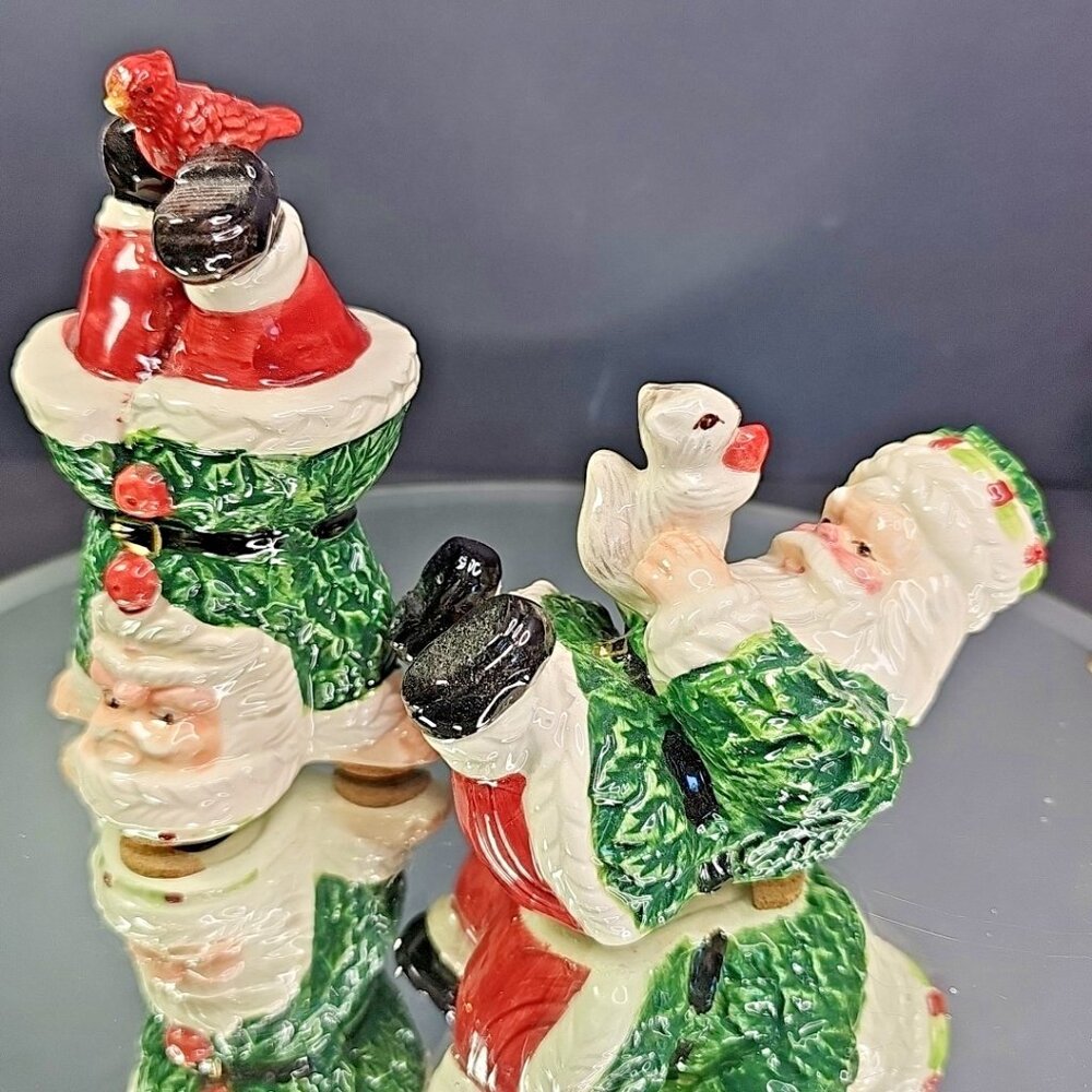 Tumbling Santa Claus Set with Squirrel & Cardinal Bird Christmas Decor Funny CN